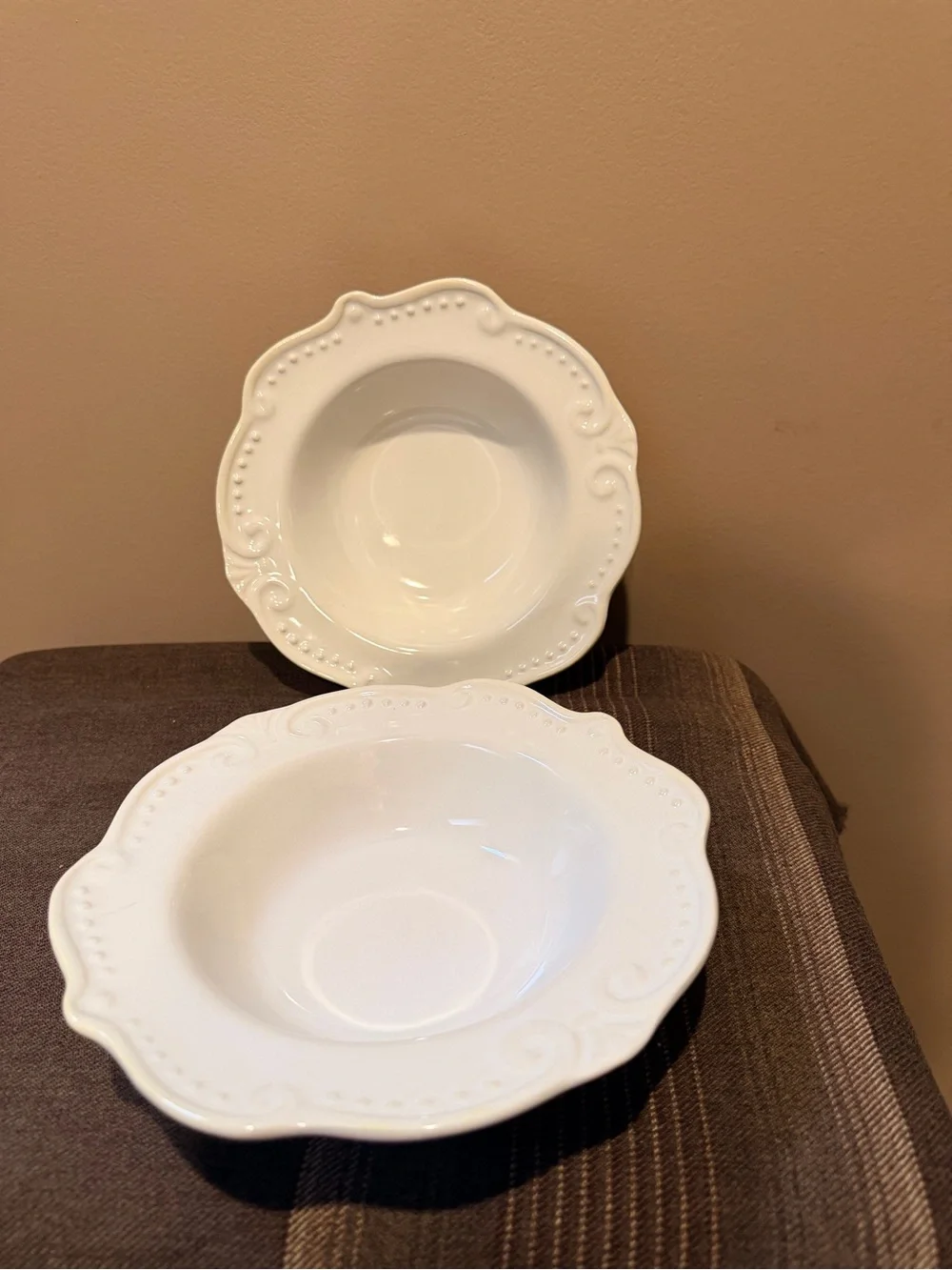 White Decorative Ceramic Soup Bowls - Set of 2